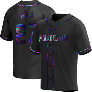Men's Philadelphia Phillies Aaron Nola Replica Black Holographic Alternate Jersey