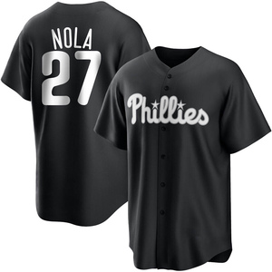 Men's Philadelphia Phillies Aaron Nola Replica White Black/ Jersey