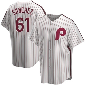 Men's Philadelphia Phillies Cristopher Sanchez Replica White Home Cooperstown Collection Jersey