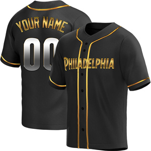 Men's Philadelphia Phillies Custom Replica Black Golden Alternate Jersey