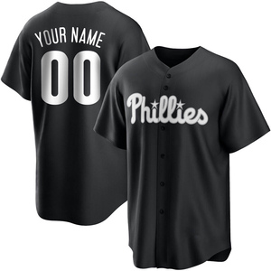Men's Philadelphia Phillies Custom Replica White Black/ Jersey