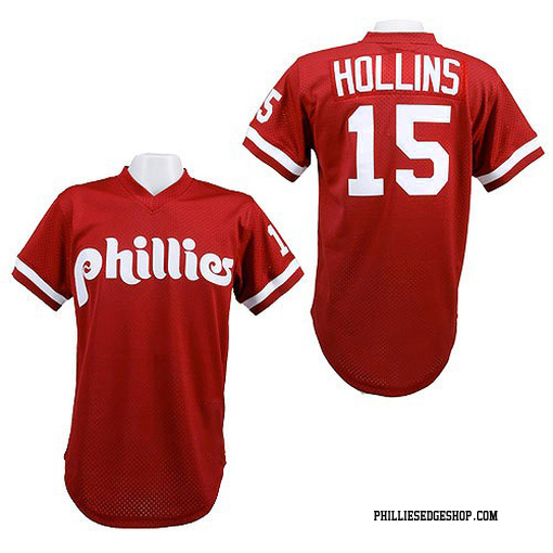 Men's Philadelphia Phillies Dave Hollins Authentic Red 1991 Throwback Jersey