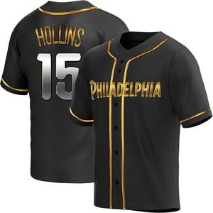 Men's Philadelphia Phillies Dave Hollins Replica Black Golden Alternate Jersey