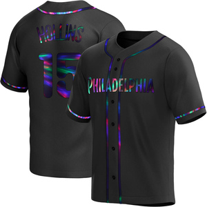 Men's Philadelphia Phillies Dave Hollins Replica Black Holographic Alternate Jersey
