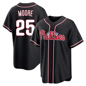Men's Philadelphia Phillies Dylan Moore Replica Black Fashion Out Jersey