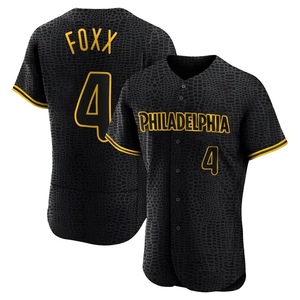 Men's Philadelphia Phillies Jimmy Foxx Authentic Black Snake Skin City Jersey