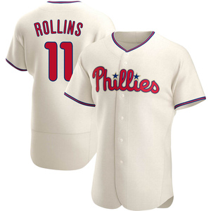 Men's Philadelphia Phillies Jimmy Rollins Authentic Cream Alternate Jersey