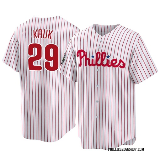 Men's Philadelphia Phillies John Kruk Replica White 2022 World Series Home Jersey