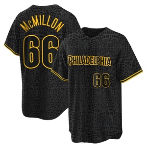 Men's Philadelphia Phillies John McMillon Replica Black Snake Skin City Jersey