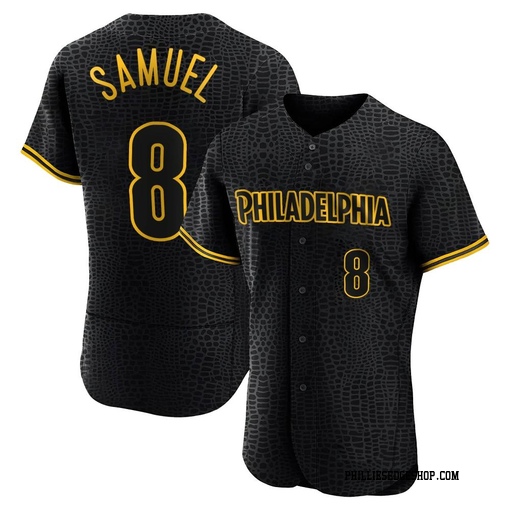 Men's Philadelphia Phillies Juan Samuel Authentic Black Snake Skin City Jersey
