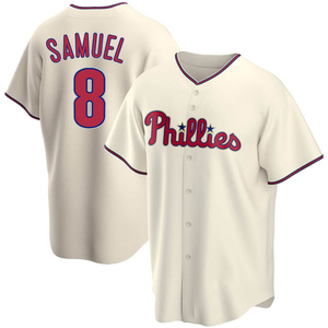 Men's Philadelphia Phillies Juan Samuel Replica Cream Alternate Jersey