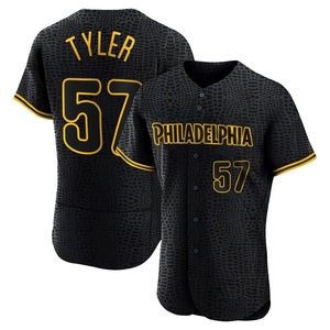 Men's Philadelphia Phillies Kyle Tyler Authentic Black Snake Skin City Jersey