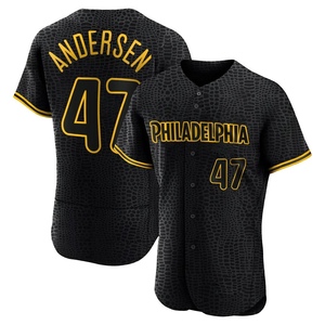 Men's Philadelphia Phillies Larry Andersen Authentic Black Snake Skin City Jersey