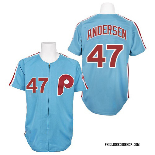 Men's Philadelphia Phillies Larry Andersen Authentic Blue 1984 Throwback Jersey