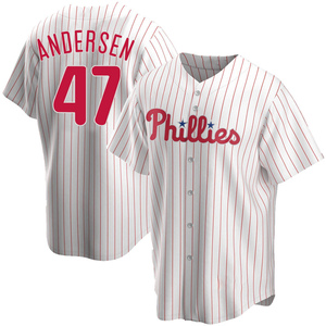 Men's Philadelphia Phillies Larry Andersen Replica White Home Jersey