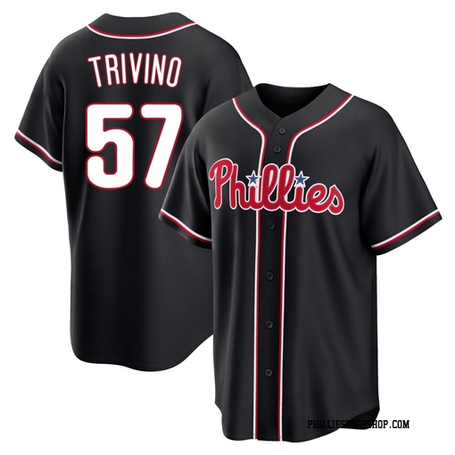 Men's Philadelphia Phillies Lou Trivino Replica Black Fashion Out Jersey