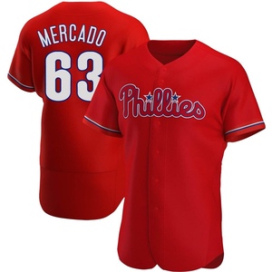 Men's Philadelphia Phillies Michael Mercado Authentic Red Alternate Jersey