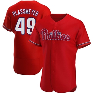 Men's Philadelphia Phillies Michael Plassmeyer Authentic Red Alternate Jersey