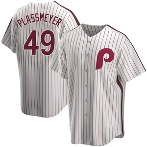 Men's Philadelphia Phillies Michael Plassmeyer Replica White Home Cooperstown Collection Jersey