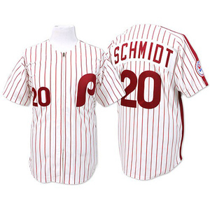 Men's Philadelphia Phillies Mike Schmidt Authentic White /Red Strip Throwback Jersey