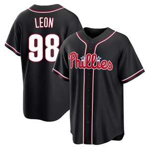 Men's Philadelphia Phillies Pedro Leon Replica Black Fashion Out Jersey