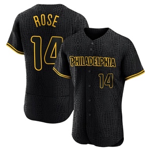 Men's Philadelphia Phillies Pete Rose Authentic Black Snake Skin City Jersey