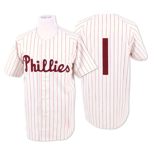 Men's Philadelphia Phillies Richie Ashburn Replica White /Red Strip Throwback Jersey