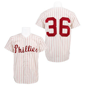 Men's Philadelphia Phillies Robin Roberts Replica White /Red Strip Throwback Jersey