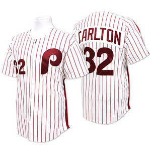 Men's Philadelphia Phillies Steve Carlton Replica White /Red Strip Throwback Jersey