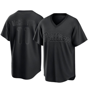 Men's Philadelphia Phillies Tim McCarver Replica Black Pitch Fashion Jersey