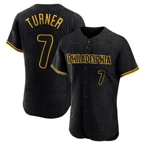 Men's Philadelphia Phillies Trea Turner Authentic Black Snake Skin City Jersey
