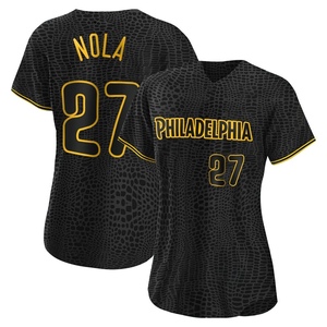Women's Philadelphia Phillies Aaron Nola Replica Black Snake Skin City Jersey