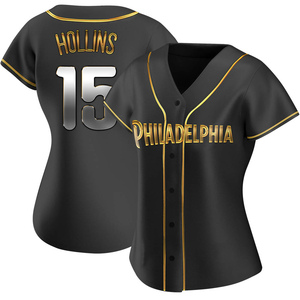 Women's Philadelphia Phillies Dave Hollins Replica Black Golden Alternate Jersey