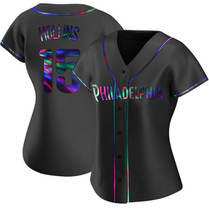Women's Philadelphia Phillies Dave Hollins Replica Black Holographic Alternate Jersey