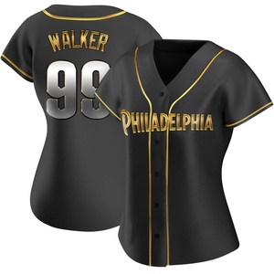 Women's Philadelphia Phillies Taijuan Walker Replica Black Golden Alternate Jersey