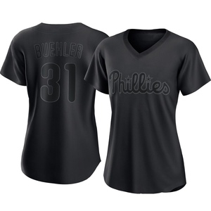 Women's Philadelphia Phillies Walker Buehler Replica Black Pitch Fashion Jersey