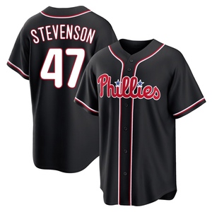 Youth Philadelphia Phillies Cal Stevenson Replica Black Fashion Out Jersey
