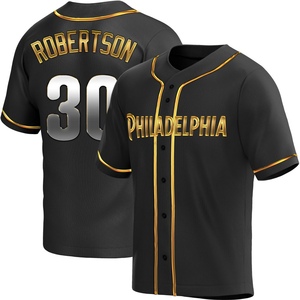 Youth Philadelphia Phillies David Robertson Replica Black Golden Alternate Jersey
