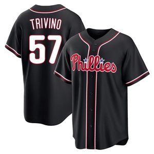 Youth Philadelphia Phillies Lou Trivino Replica Black Fashion Out Jersey